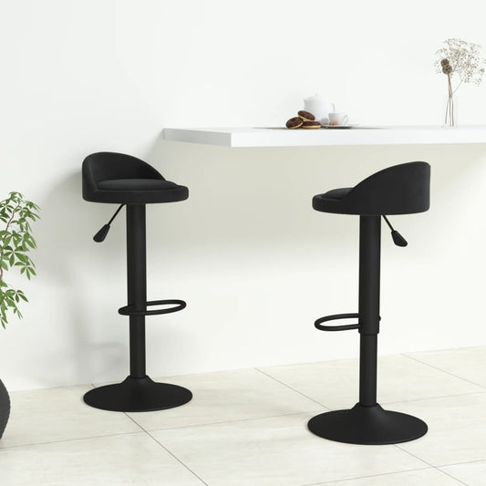 Elegant Black Velvet Bar Stools Set - 2 Piece Collection
