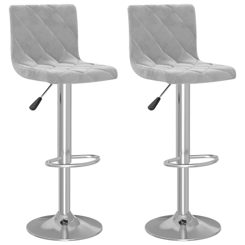 Elegant Light Grey Velvet Bar Stools - Set of 2 for Chic Dining