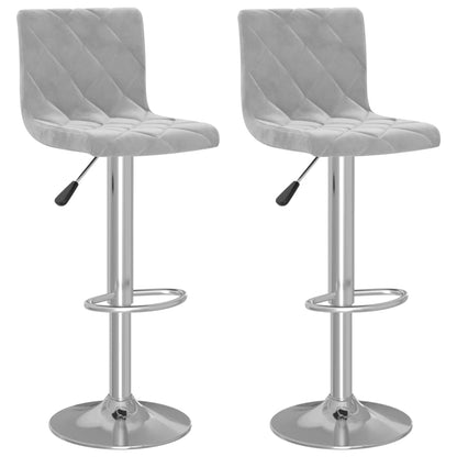 Elegant Light Grey Velvet Bar Stools - Set of 2 for Chic Dining