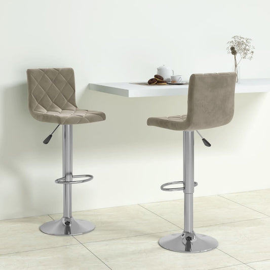 Elegant Light Grey Velvet Bar Stools - Set of 2 for Chic Dining