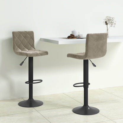 Light Grey Velvet Bar Stools Set of 2 - Chic & Comfortable Seating