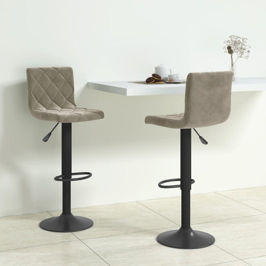 Light Grey Velvet Bar Stools Set of 2 - Chic & Comfortable Seating