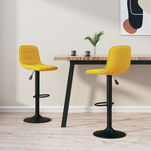 Yellow Velvet Bar Stools Set of 2 - Stylish & Comfy Seating