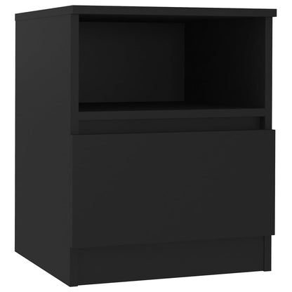 Black Engineered Wood Bed Cabinets, Set of 2 (40x40x50 cm)