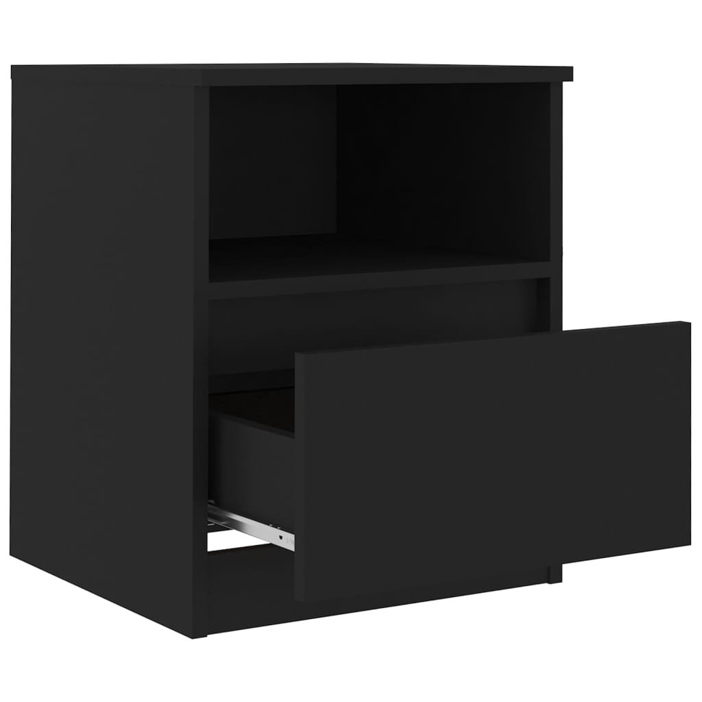 Black Engineered Wood Bed Cabinets, Set of 2 (40x40x50 cm)