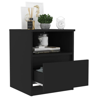 Black Engineered Wood Bed Cabinets, Set of 2 (40x40x50 cm)