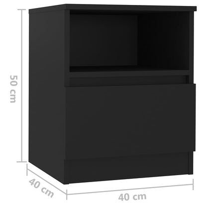 Black Engineered Wood Bed Cabinets, Set of 2 (40x40x50 cm)