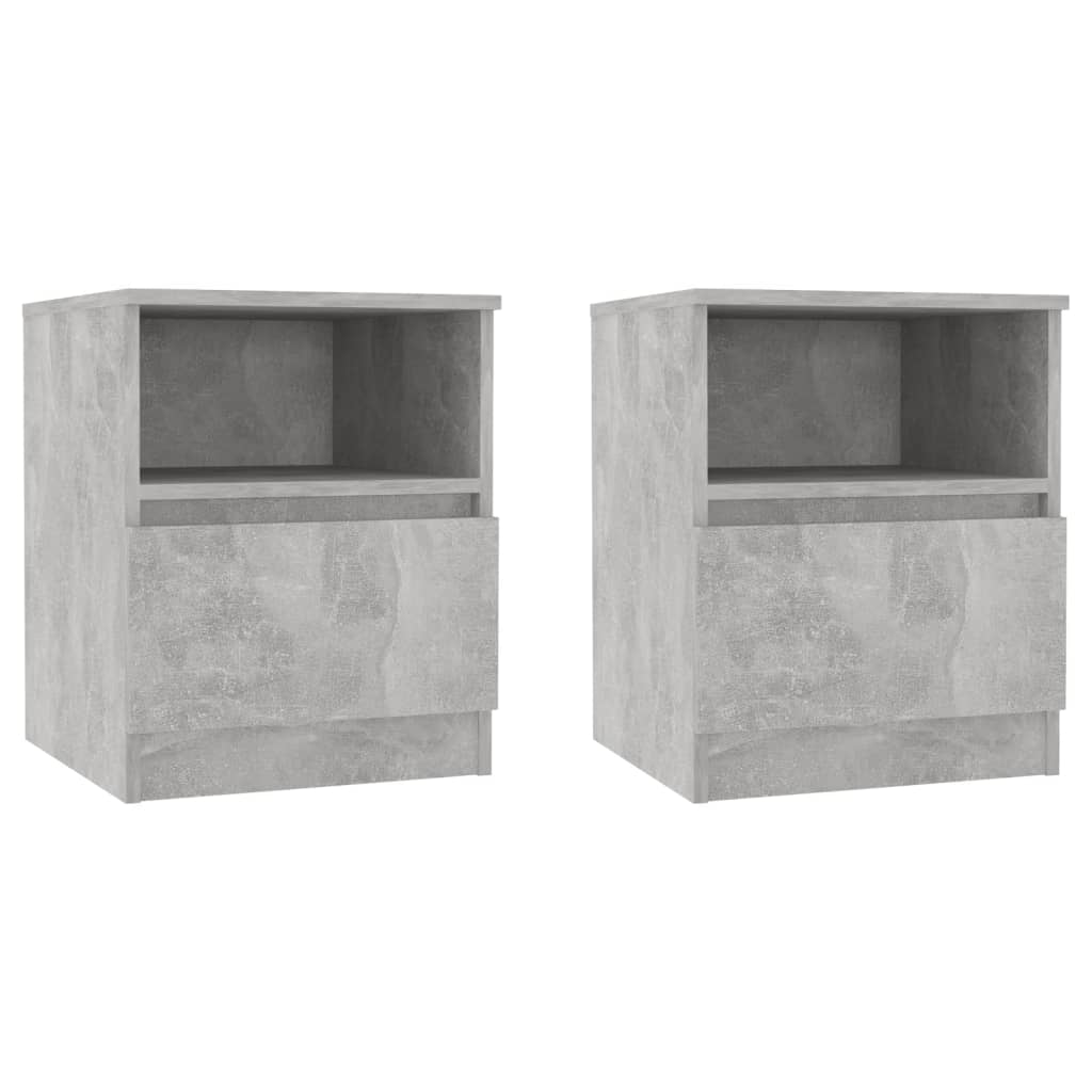 Concrete Grey Bed Cabinets 2 pcs, 40x40x50 cm, Engineered Wood