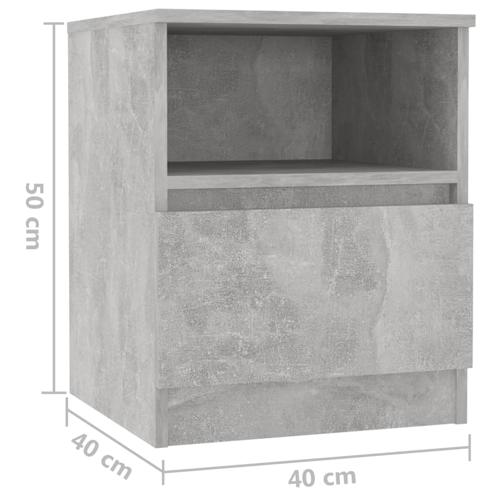 Concrete Grey Bed Cabinets 2 pcs, 40x40x50 cm, Engineered Wood