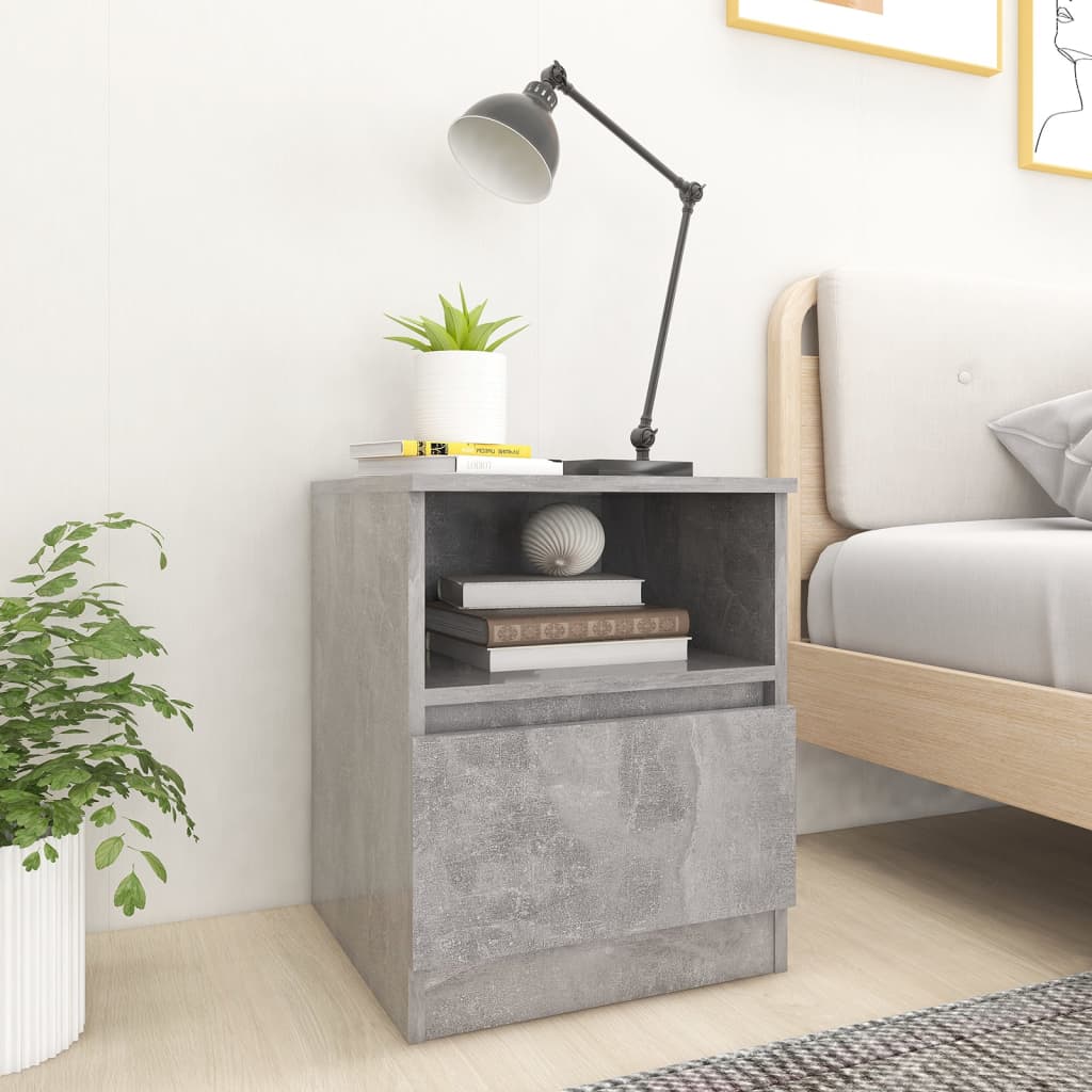 Concrete Grey Bed Cabinets 2 pcs, 40x40x50 cm, Engineered Wood