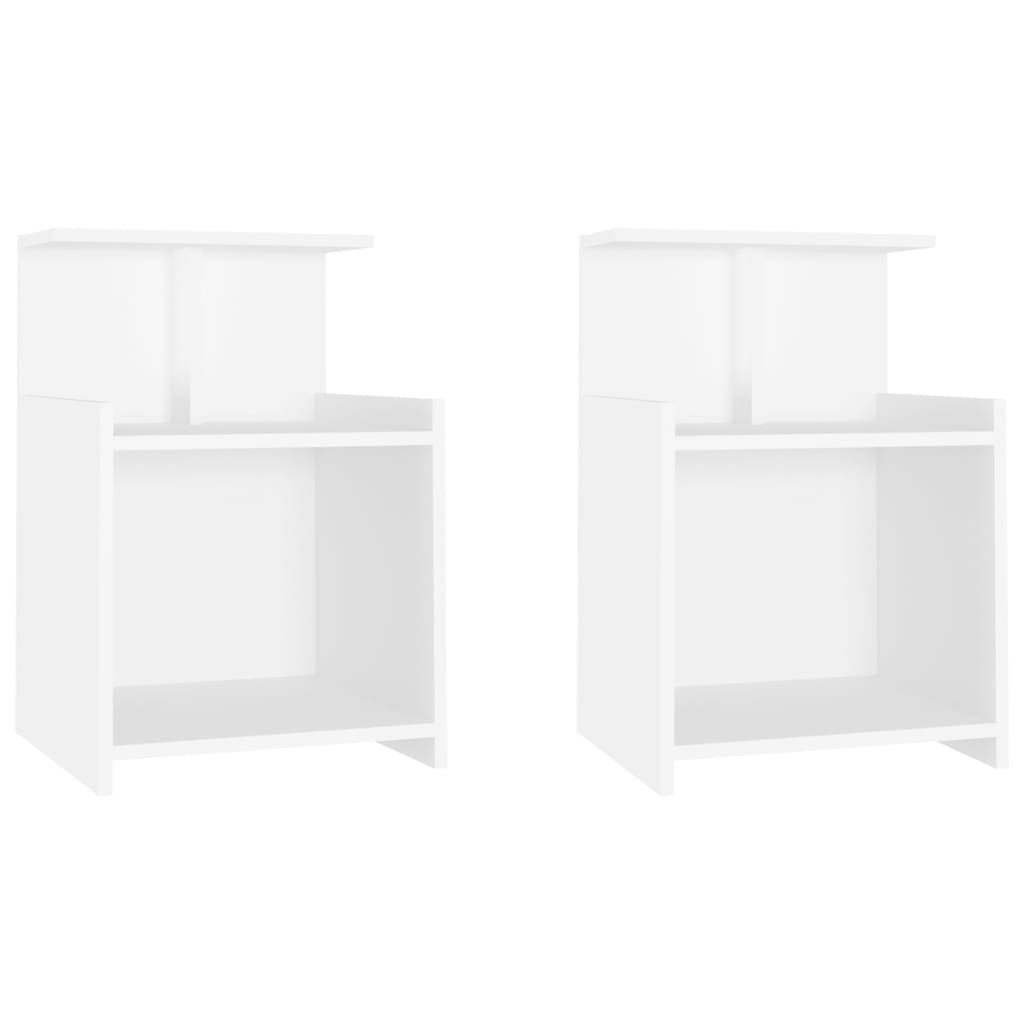 White Engineered Wood Bed Cabinets Set - 2 pcs, 40x35x60 cm