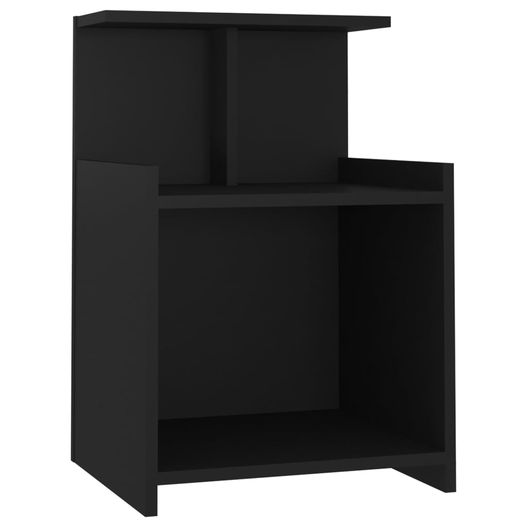 Black Engineered Wood Bed Cabinets 2pcs - 40x35x60 cm