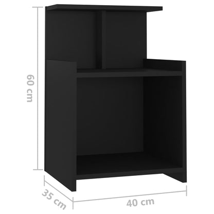 Black Engineered Wood Bed Cabinets 2pcs - 40x35x60 cm