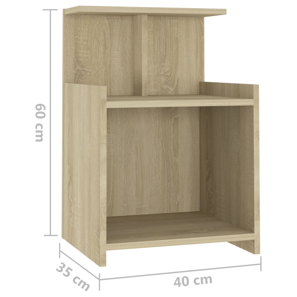 Sonoma Oak Bed Cabinets Set of 2 - Engineered Wood, 40x35x60 cm