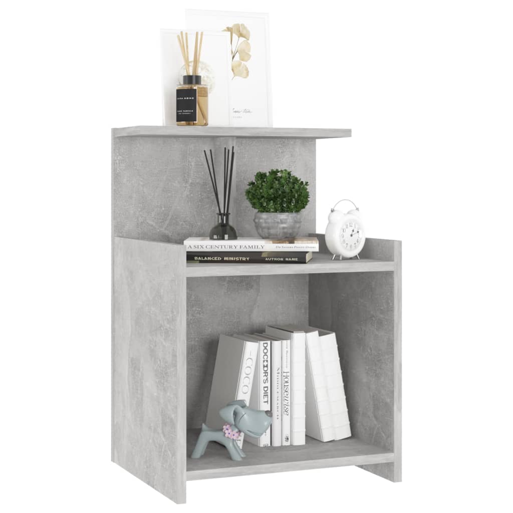 Concrete Grey Bed Cabinet 40x35x60 cm | Engineered Wood Stylish Storage