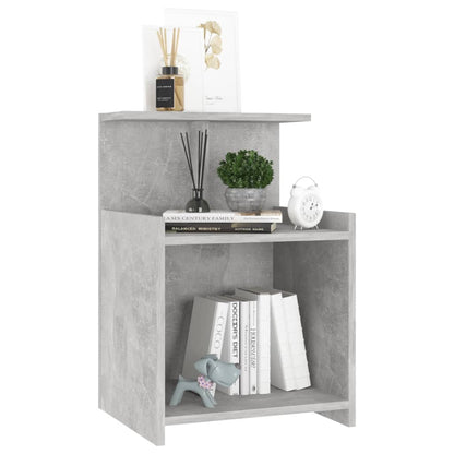 Concrete Grey Bed Cabinet 40x35x60 cm | Engineered Wood Stylish Storage