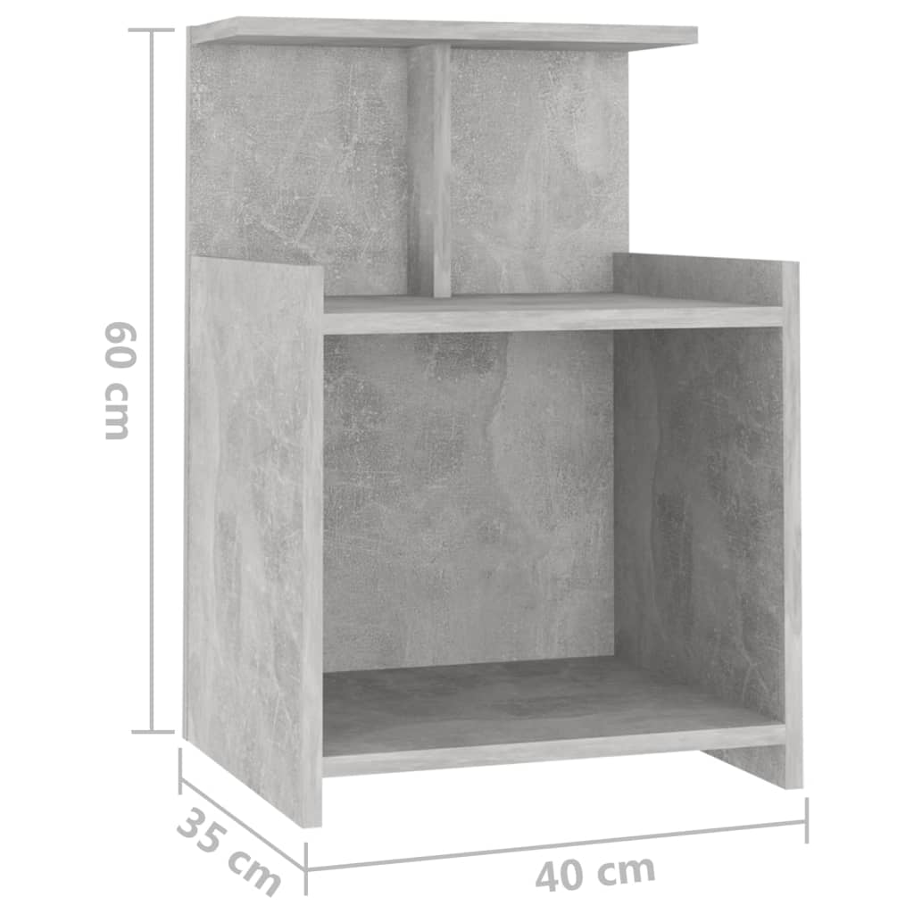 Concrete Grey Bed Cabinet 40x35x60 cm | Engineered Wood Stylish Storage