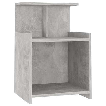 Concrete Grey Engineered Wood Bed Cabinets, Set of 2 - 40x35x60 cm