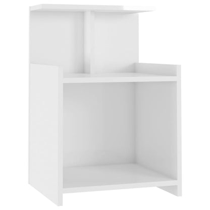 High Gloss White Bed Cabinet, 40x35x60 cm, Engineered Wood