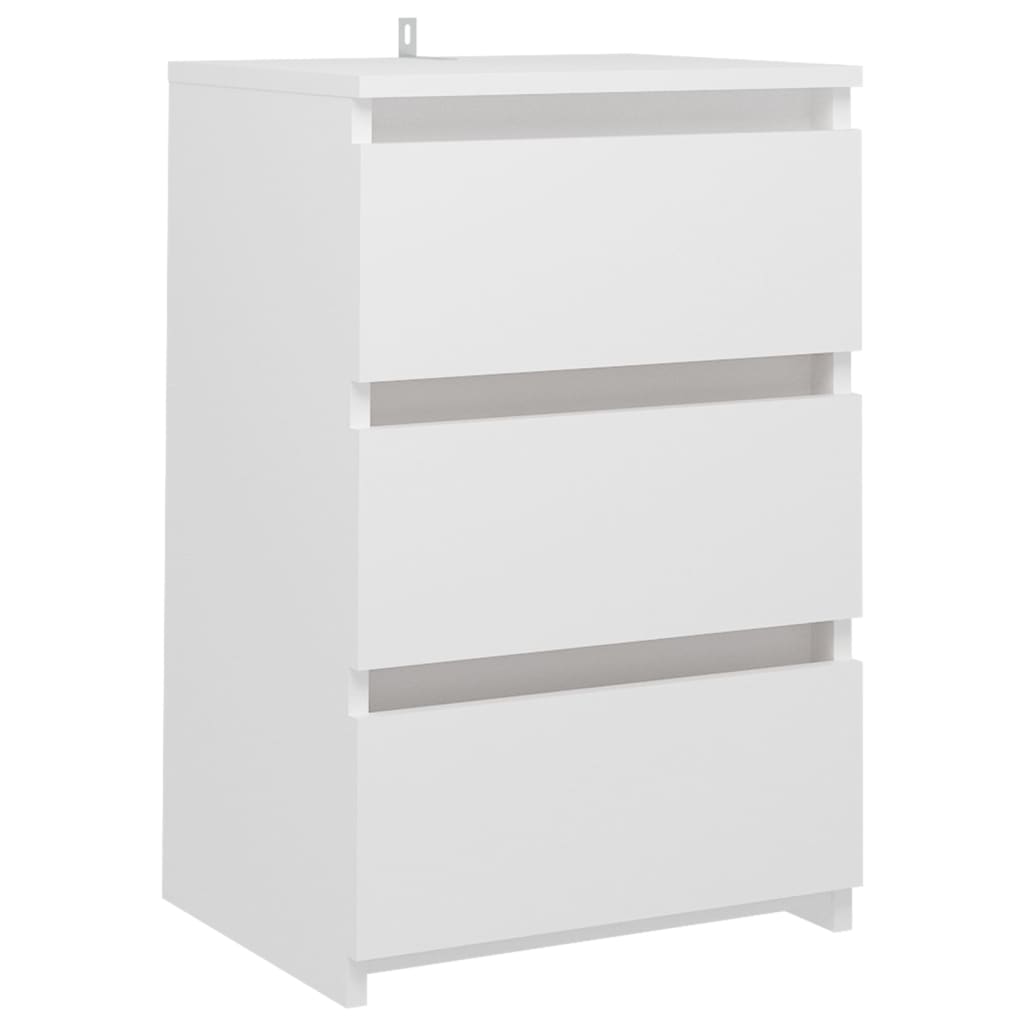 Compact White Bedside Cabinet - Engineered Wood - 40x35x62.5 cm