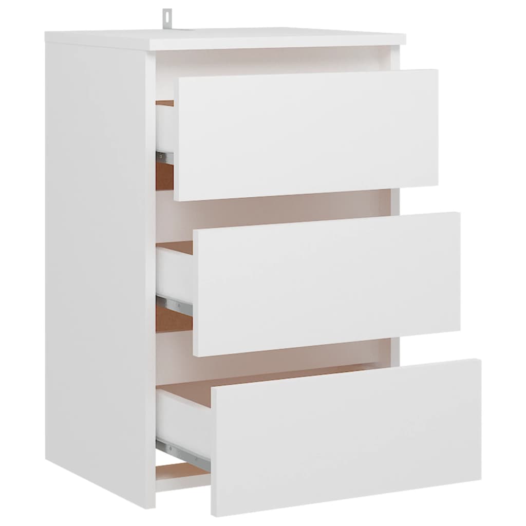 Compact White Bedside Cabinet - Engineered Wood - 40x35x62.5 cm