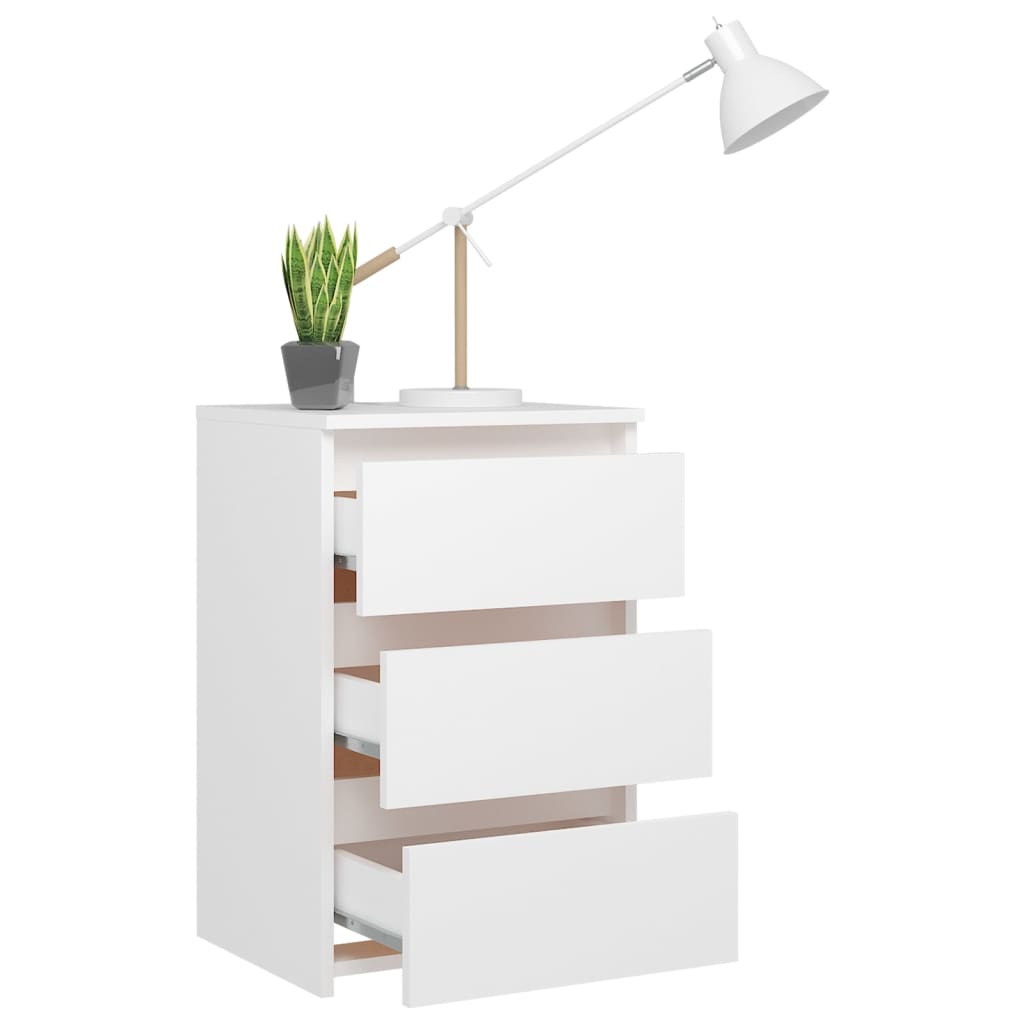 Compact White Bedside Cabinet - Engineered Wood - 40x35x62.5 cm