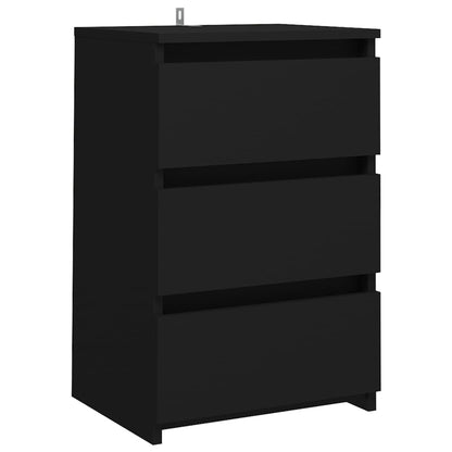 Stylish Black Engineered Wood Bed Cabinet - 40x35x62.5 cm