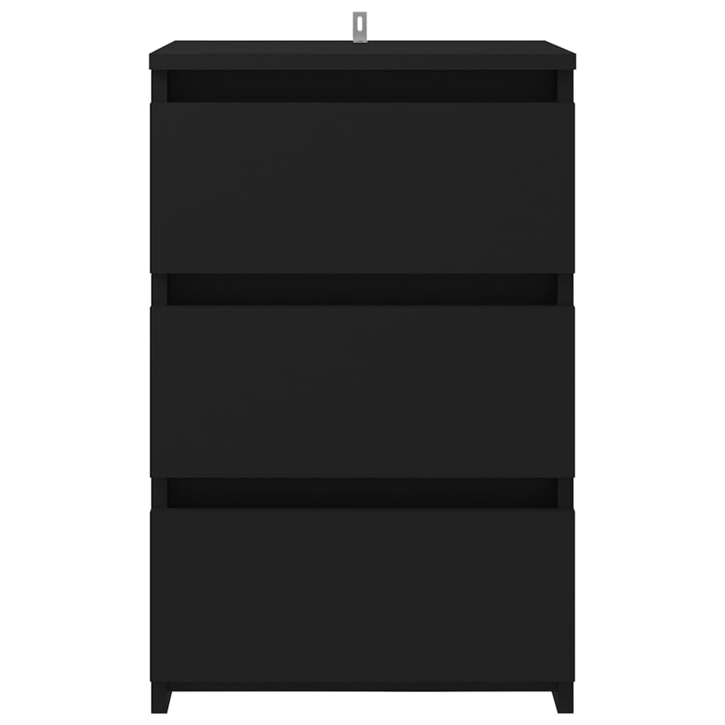 Stylish Black Engineered Wood Bed Cabinet - 40x35x62.5 cm