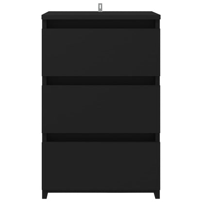 Stylish Black Engineered Wood Bed Cabinet - 40x35x62.5 cm