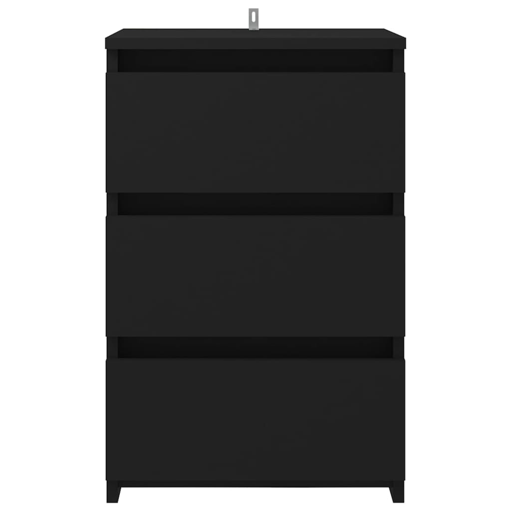 Set of 2 Black Engineered Wood Bed Cabinets, 40x35x62.5 cm