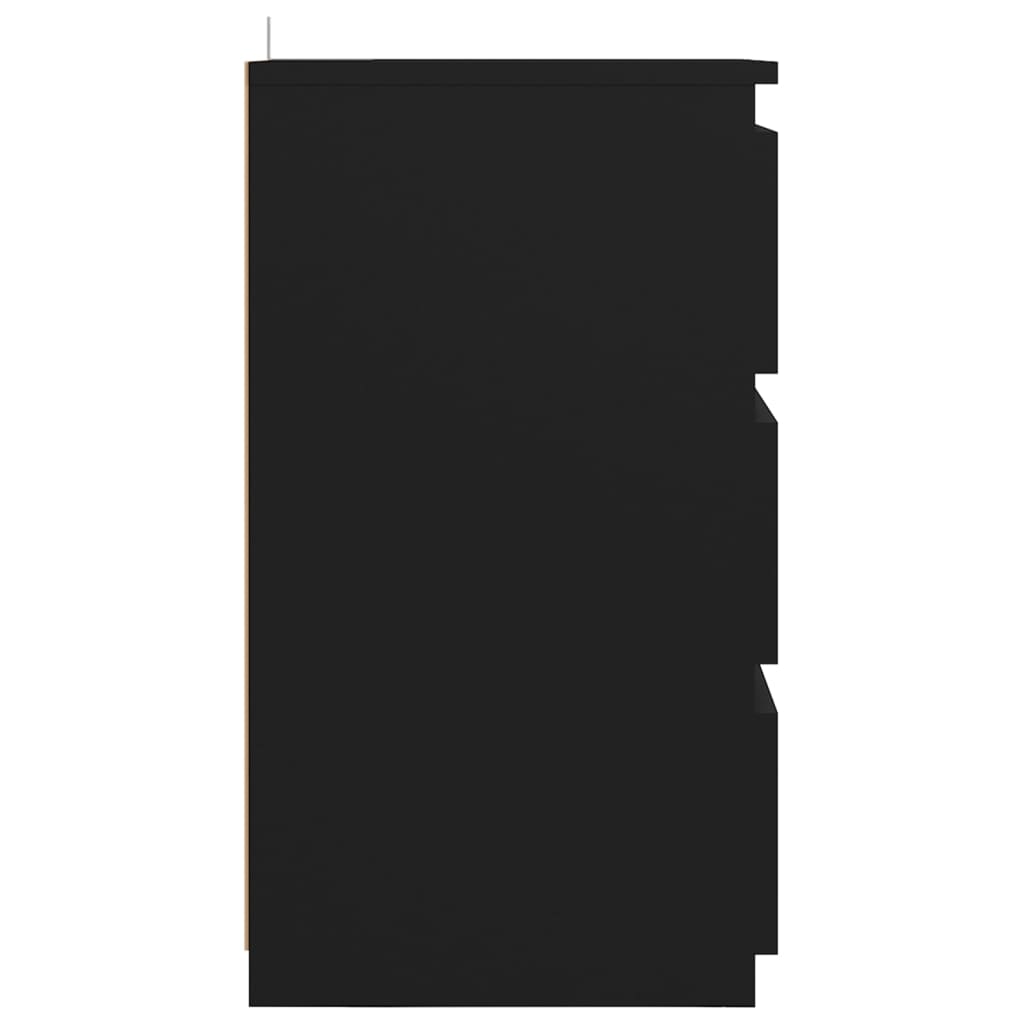 Set of 2 Black Engineered Wood Bed Cabinets, 40x35x62.5 cm