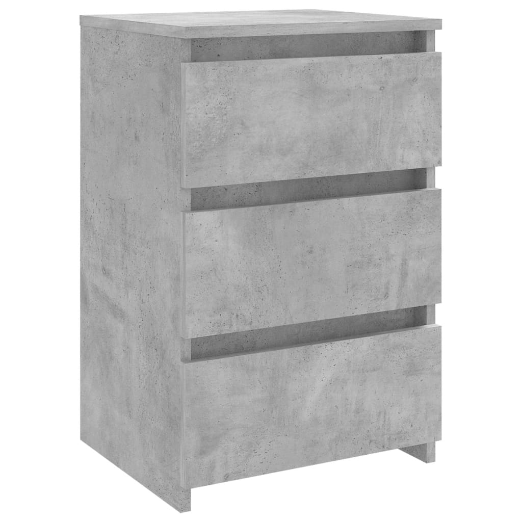 Concrete Grey Bed Cabinet, Engineered Wood, 40x35x62.5 cm