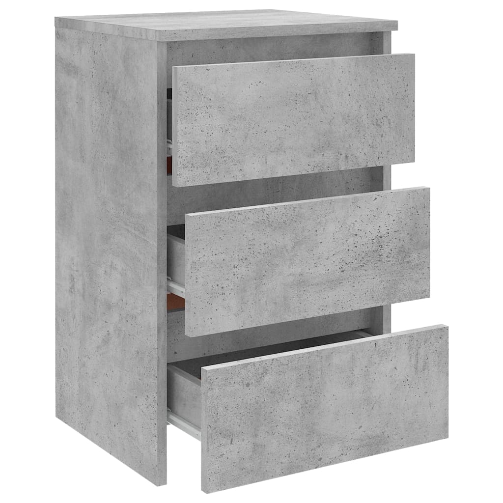 Concrete Grey Bed Cabinet, Engineered Wood, 40x35x62.5 cm
