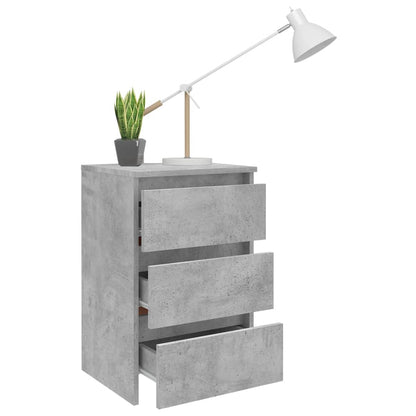 Concrete Grey Bed Cabinet, Engineered Wood, 40x35x62.5 cm