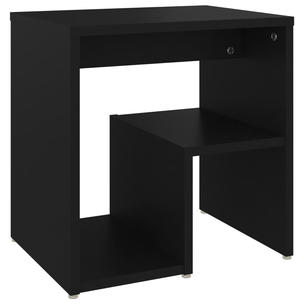 Sleek Black Engineered Wood Bed Cabinet - 40x30x40 cm