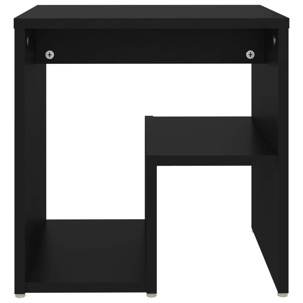Sleek Black Engineered Wood Bed Cabinet - 40x30x40 cm