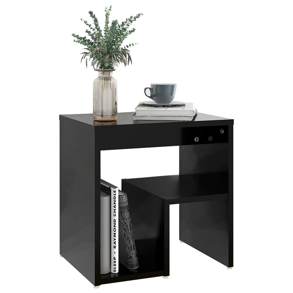 Sleek Black Engineered Wood Bed Cabinet - 40x30x40 cm