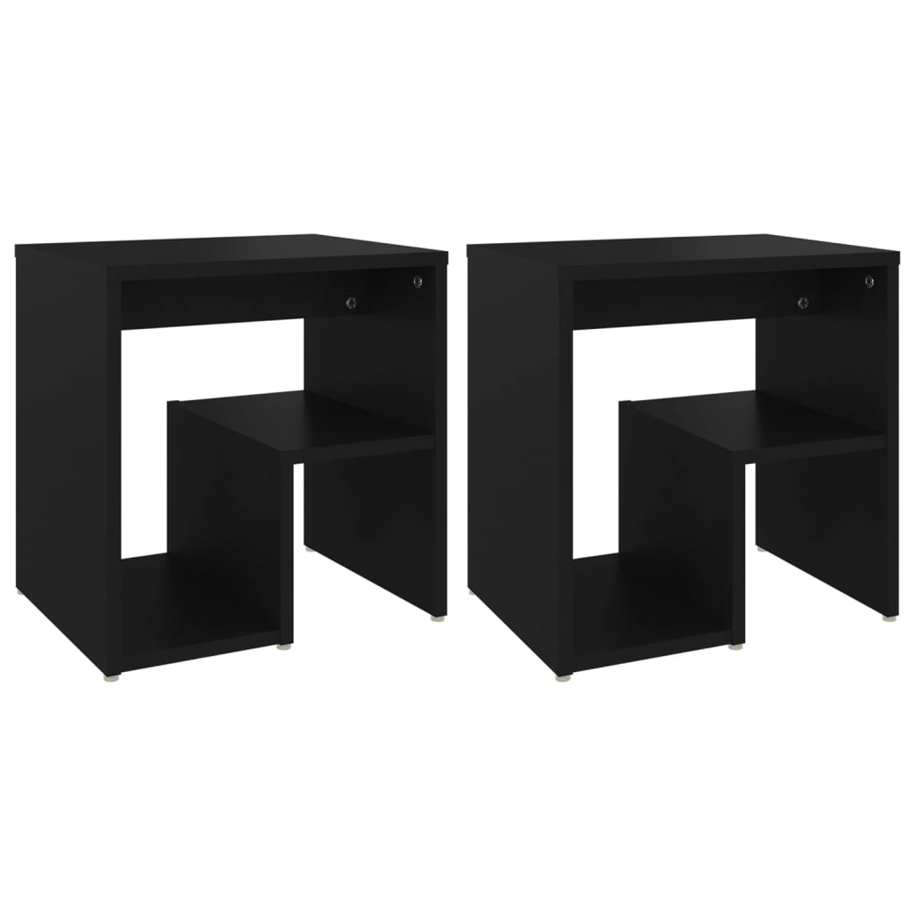 Black Bed Cabinets 2pcs - 40x30x40 cm | Engineered Wood