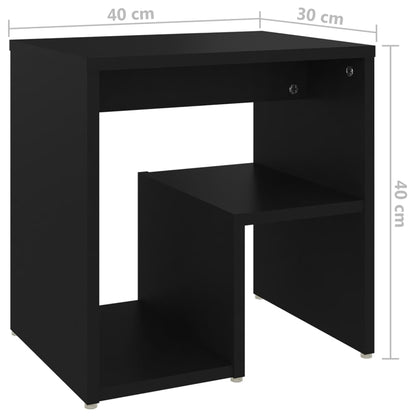 Black Bed Cabinets 2pcs - 40x30x40 cm | Engineered Wood