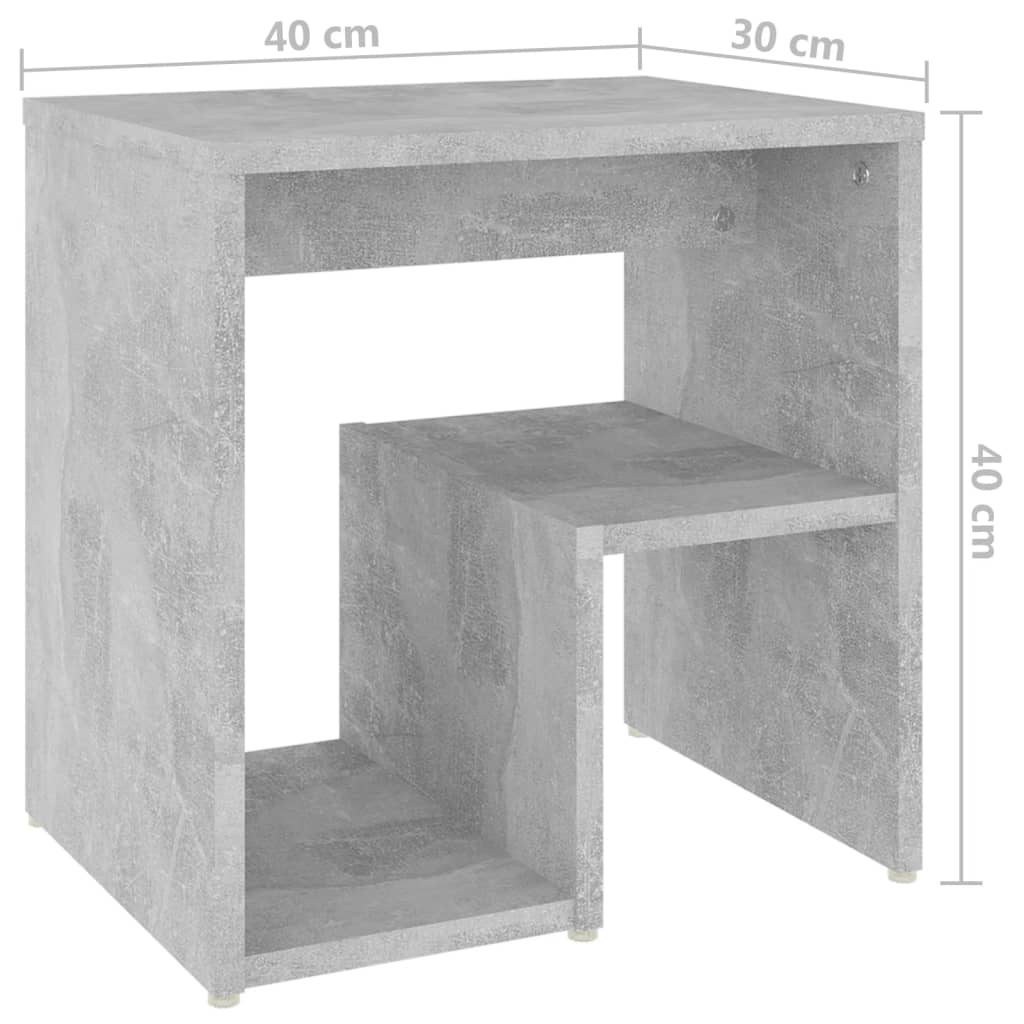 Compact Bedside Cabinet, Concrete Grey, 40x30x40 cm, Engineered Wood