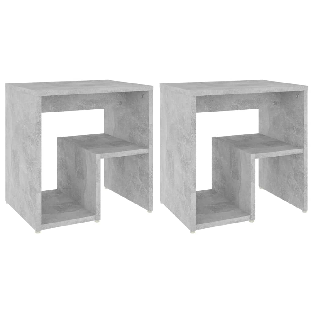 Concrete Grey Bed Cabinets 2pcs, Engineered Wood, 40x30x40 cm