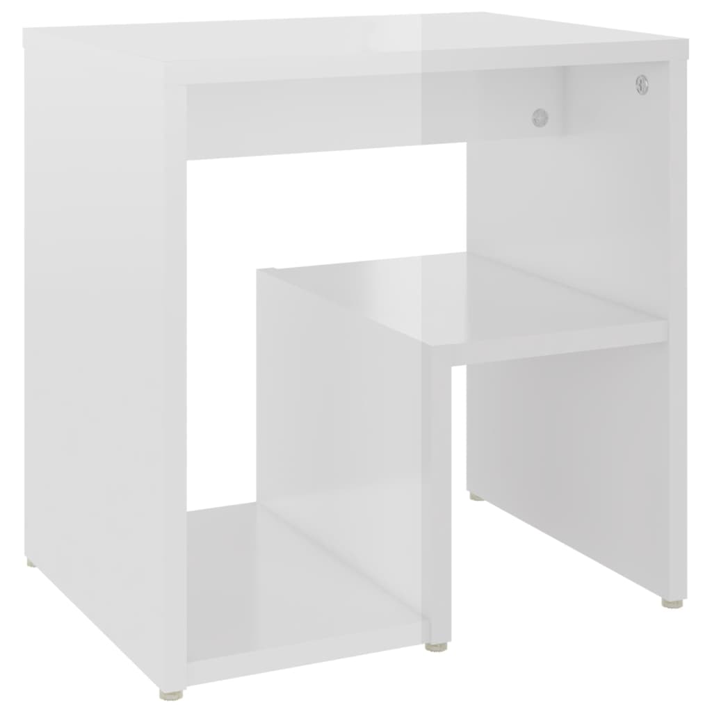 High Gloss White Bed Cabinet, 40x30x40 cm, Engineered Wood