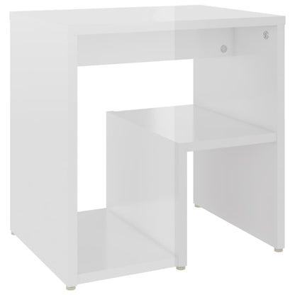 High Gloss White Bed Cabinet, 40x30x40 cm, Engineered Wood