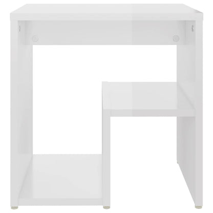 High Gloss White Bed Cabinet, 40x30x40 cm, Engineered Wood