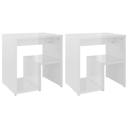 High Gloss White Bed Cabinets 2pcs - 40x30x40 cm Engineered Wood