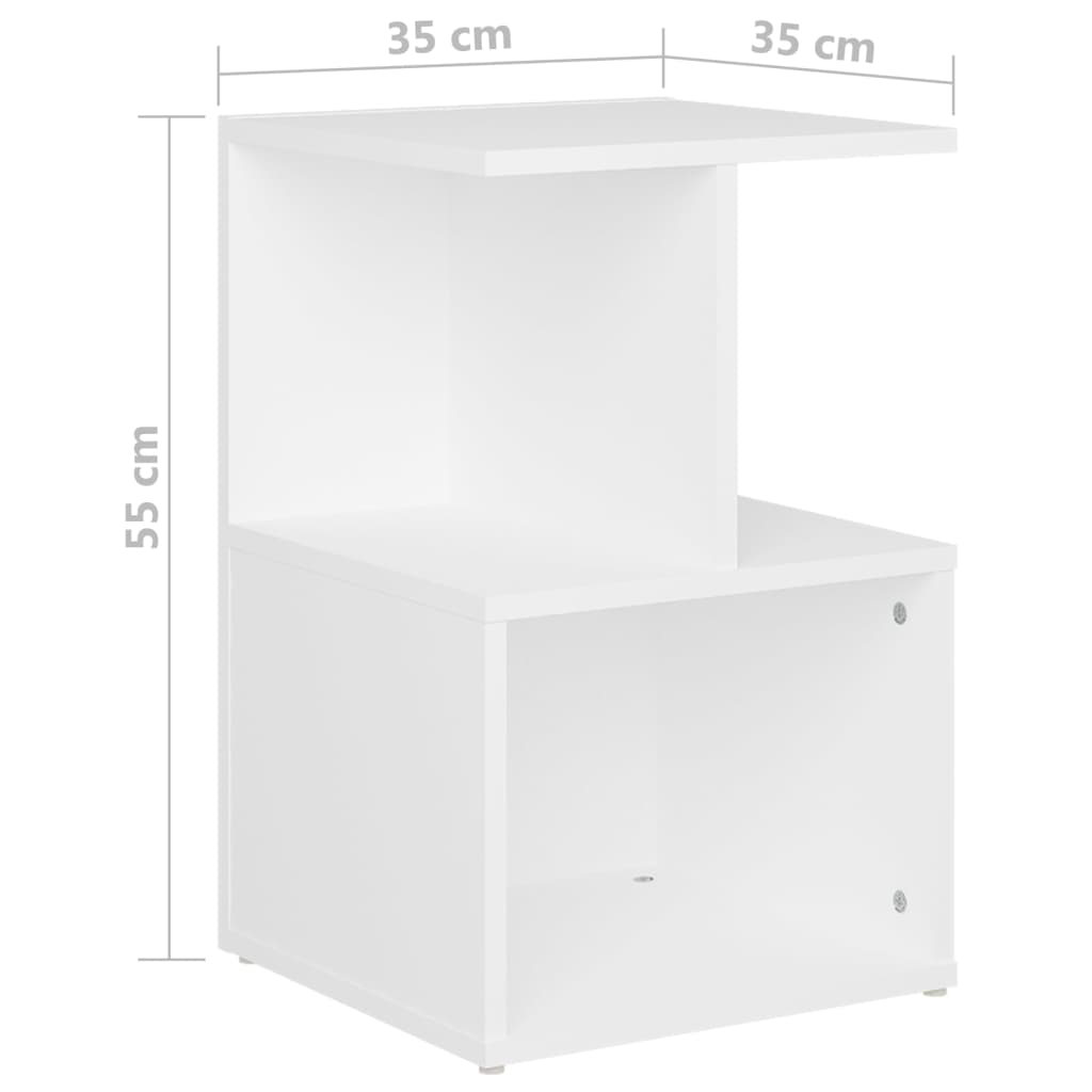 Sleek White Bedside Cabinet 35x35x55 cm - Engineered Wood