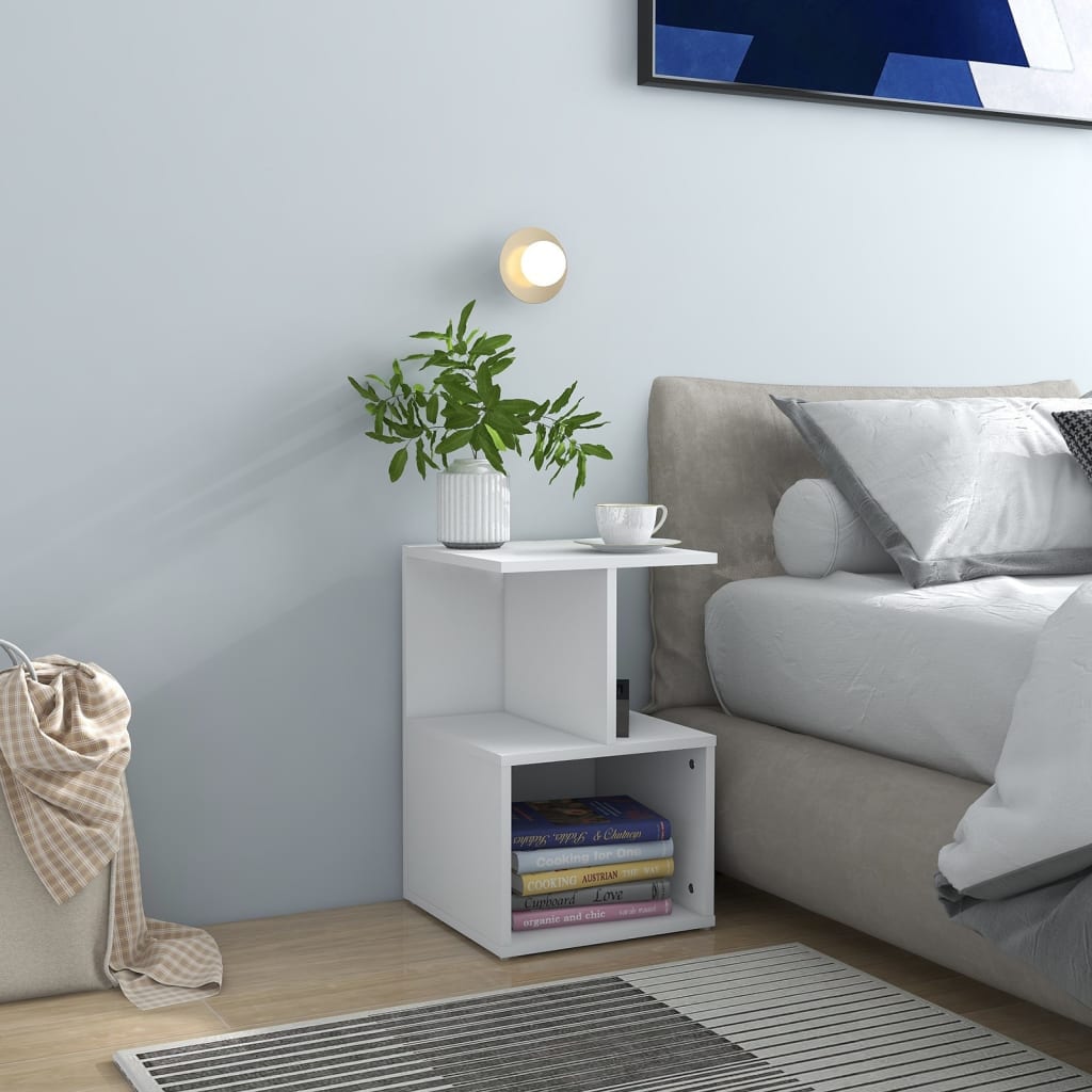 Sleek White Bedside Cabinet 35x35x55 cm - Engineered Wood