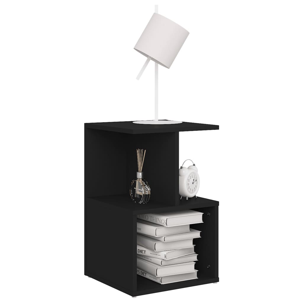 Sleek Black Bedside Cabinet 35x35x55 cm - Engineered Wood