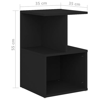 Sleek Black Bedside Cabinet 35x35x55 cm - Engineered Wood