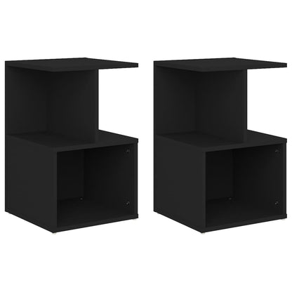 Sleek Black Bedside Cabinets 2 pcs - 35x35x55 cm Engineered Wood